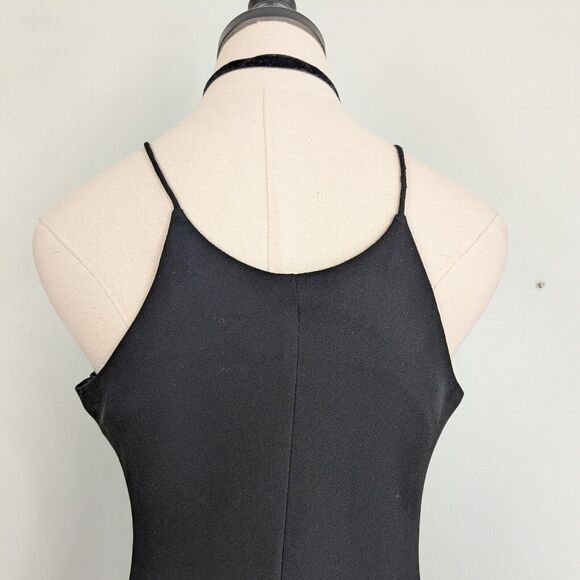 Vintage Maxi Dress Prom Gown Slip Beaded 90S Y2K Cachet Black Silver Formal 6 - Picture 7 of 11